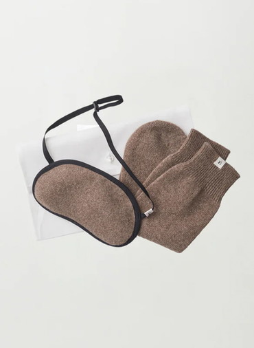 Raw brown cashmere socks&eye mask gift set 詳細画像 Brown 5