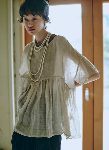 リネンギャザープルオーバー 詳細画像 White 4