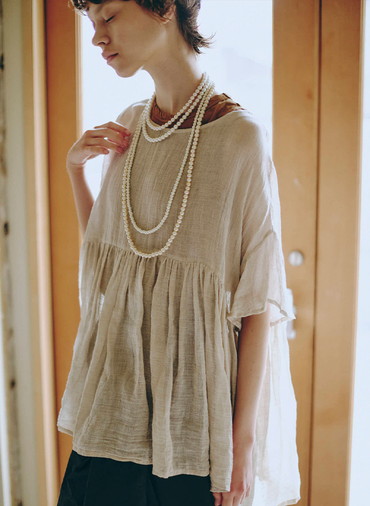 リネンギャザープルオーバー 詳細画像 White 5