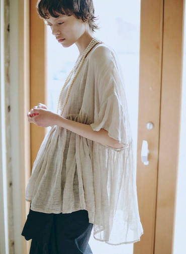 リネンギャザープルオーバー 詳細画像 White 6