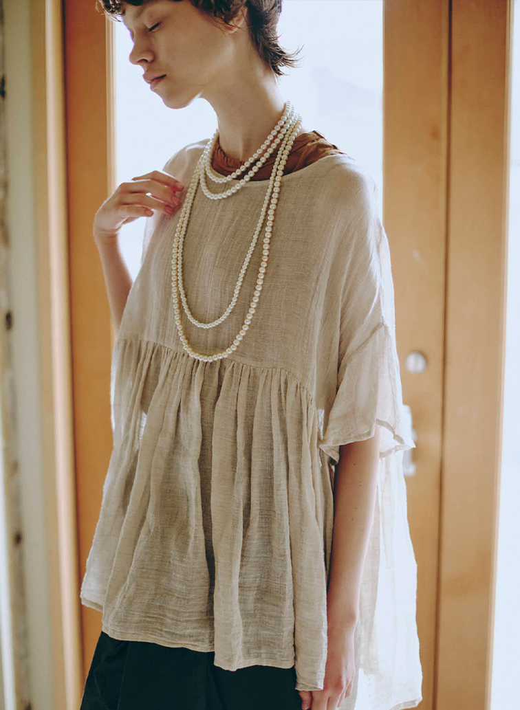 リネンギャザープルオーバー 詳細画像 White 5