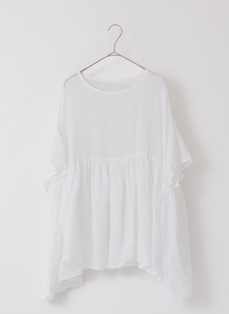 リネンギャザープルオーバー 詳細画像 White 1
