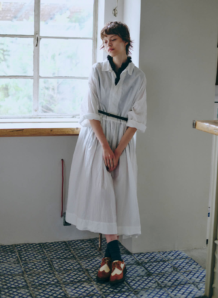 比翼切替ギャザーワンピース 詳細画像 White 4