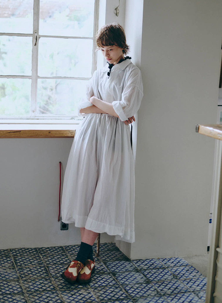 比翼切替ギャザーワンピース 詳細画像 White 5