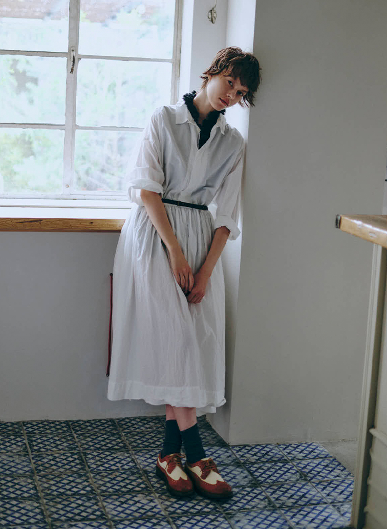 比翼切替ギャザーワンピース 詳細画像 White 6