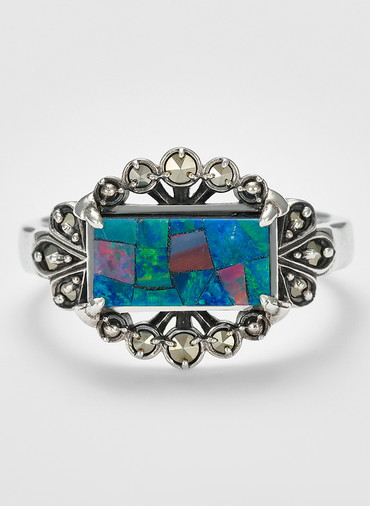 シルバーモザイクオパール／パイライトリング 詳細画像 Multi 1