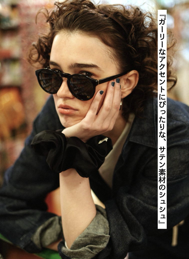 サテン シュシュ 詳細画像 Black 1