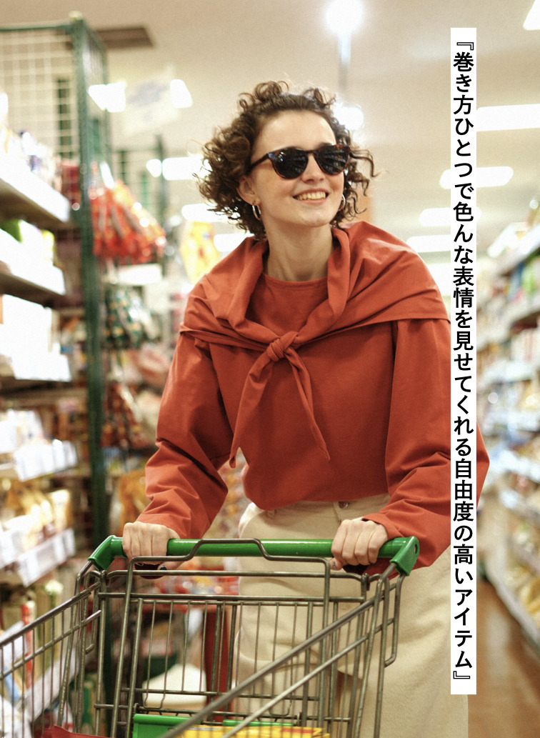 スカーフ付きロングTシャツ 詳細画像 Orange 4