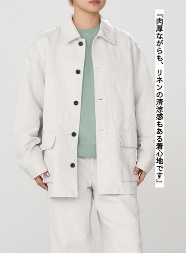 COTTON LINEN KATSURAGI WORK JACKET 詳細画像 Ivory 5