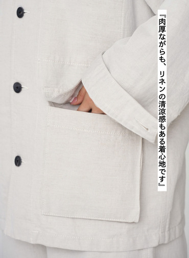 COTTON LINEN KATSURAGI WORK JACKET 詳細画像 Ivory 9