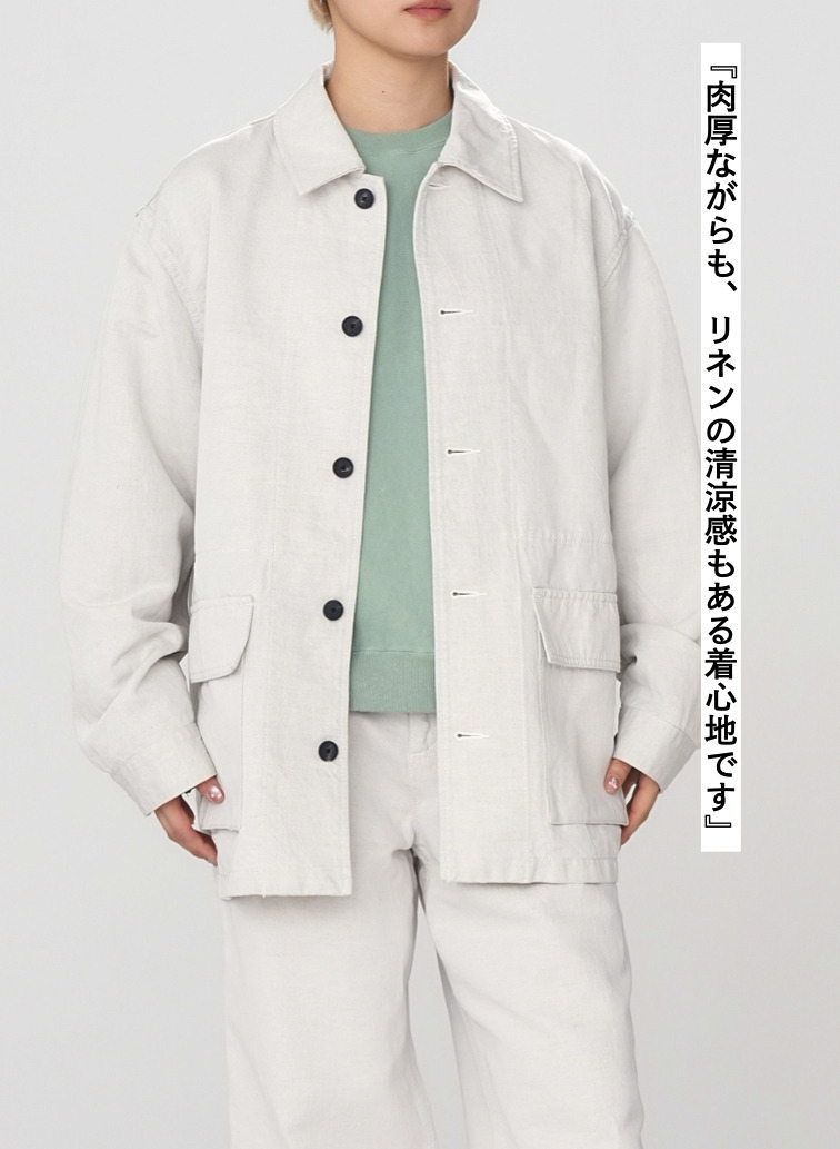 COTTON LINEN KATSURAGI WORK JACKET 詳細画像 Ivory 5
