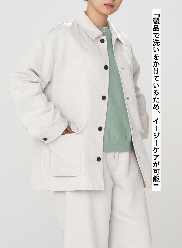 COTTON LINEN KATSURAGI WORK JACKET 詳細画像 Ivory 6