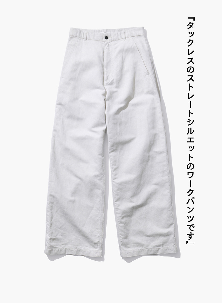 COTTON LINEN KATSURAGI WORK PANTS 詳細画像 Ivory 4