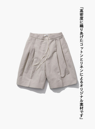 ROUND COTTON LINEN WIDE SHORTS 詳細画像 Beige 4