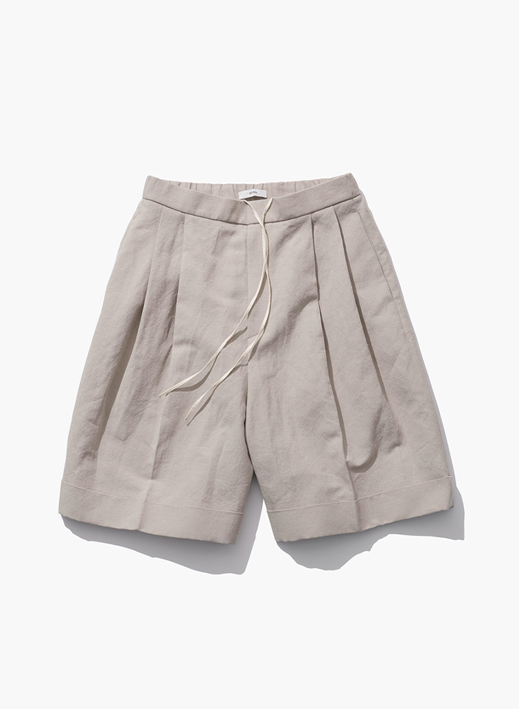 ROUND COTTON LINEN WIDE SHORTS 詳細画像 Beige 1