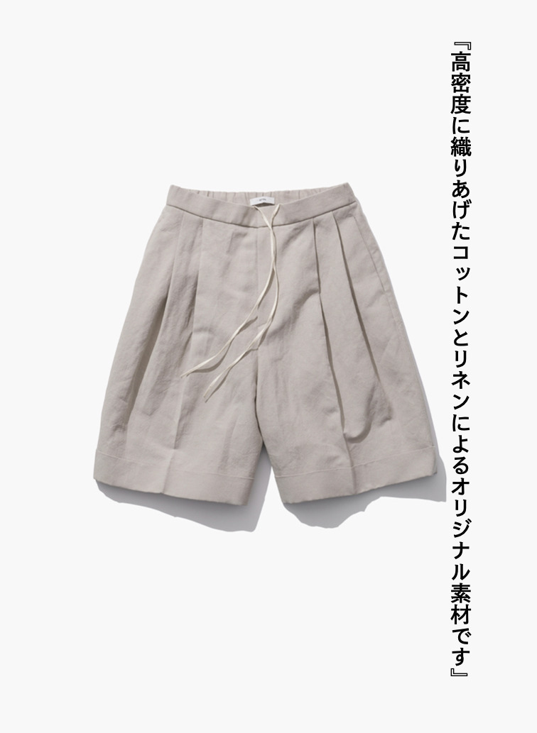 ROUND COTTON LINEN WIDE SHORTS 詳細画像 Beige 4