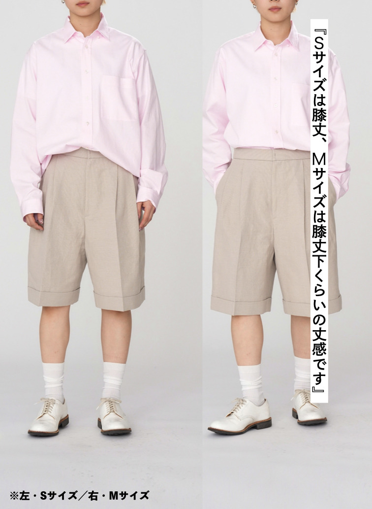 ROUND COTTON LINEN WIDE SHORTS 詳細画像 Beige 7