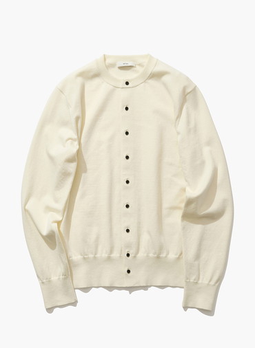 FINE COMPACT COTTON CREWNECK CARDIGAN 詳細画像 Off White 1