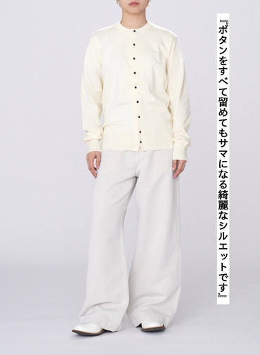 FINE COMPACT COTTON CREWNECK CARDIGAN 詳細画像 Off White 5