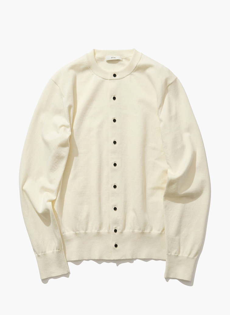 FINE COMPACT COTTON CREWNECK CARDIGAN 詳細画像 Off White 1