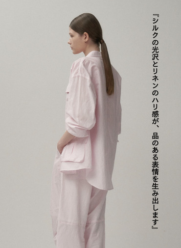 ATON シルクリネンシャツジャケット 詳細画像 Pink 7