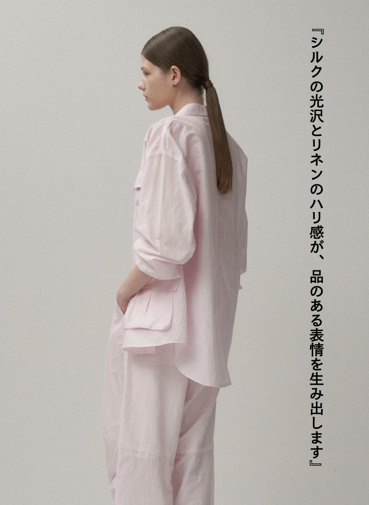 ATON シルクリネンシャツジャケット 詳細画像 Pink 7