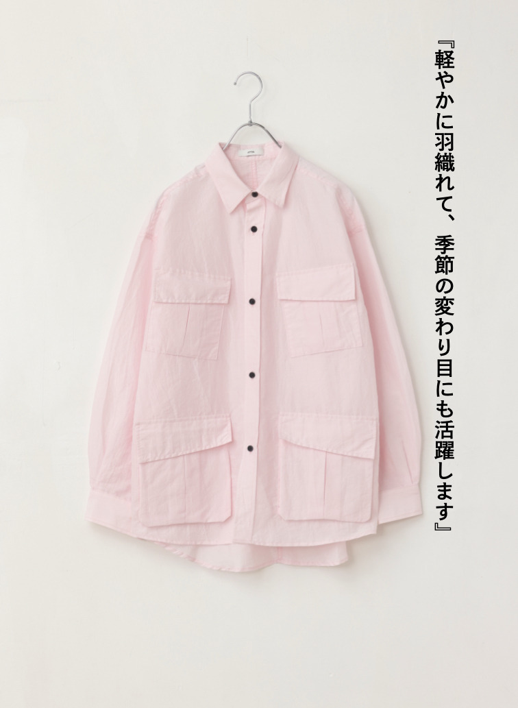 ATON シルクリネンシャツジャケット 詳細画像 Pink 9