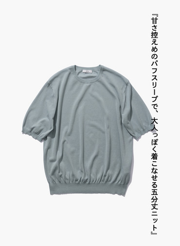 ATON 半袖クルーネックニット 詳細画像 Blue Gray 1