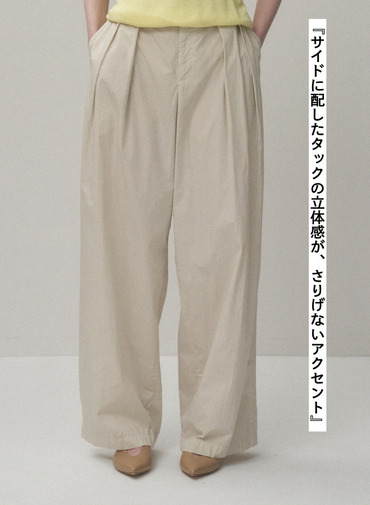 ATON タックワイドパンツ 詳細画像 Beige 3