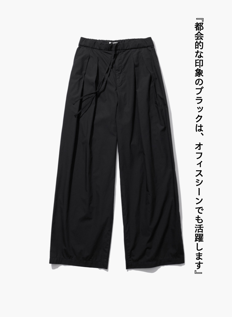 ATON タックワイドパンツ 詳細画像 Black 1