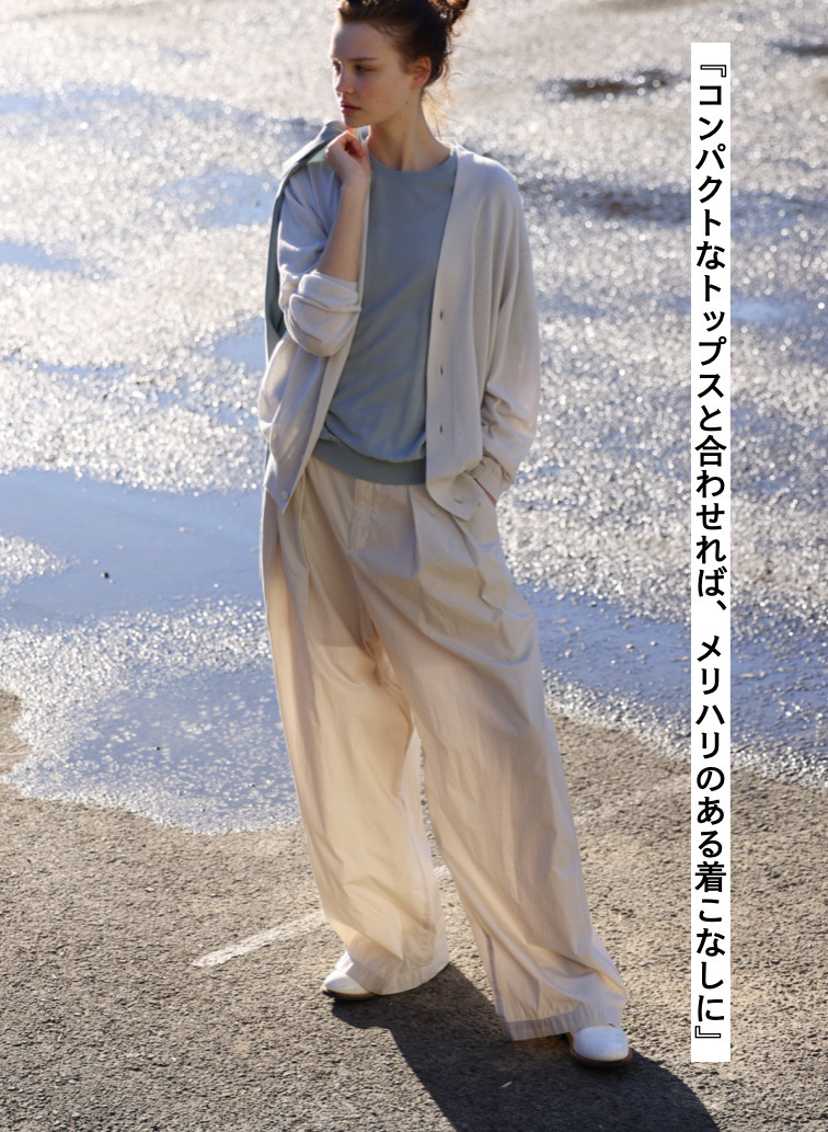 ATON タックワイドパンツ 詳細画像 Beige 2