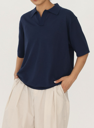 ATON スキッパーポロシャツ 詳細画像 Navy 5