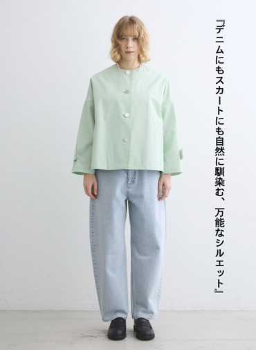 Traditional Weatherwear ノーカラーショートコート 詳細画像 Green 3