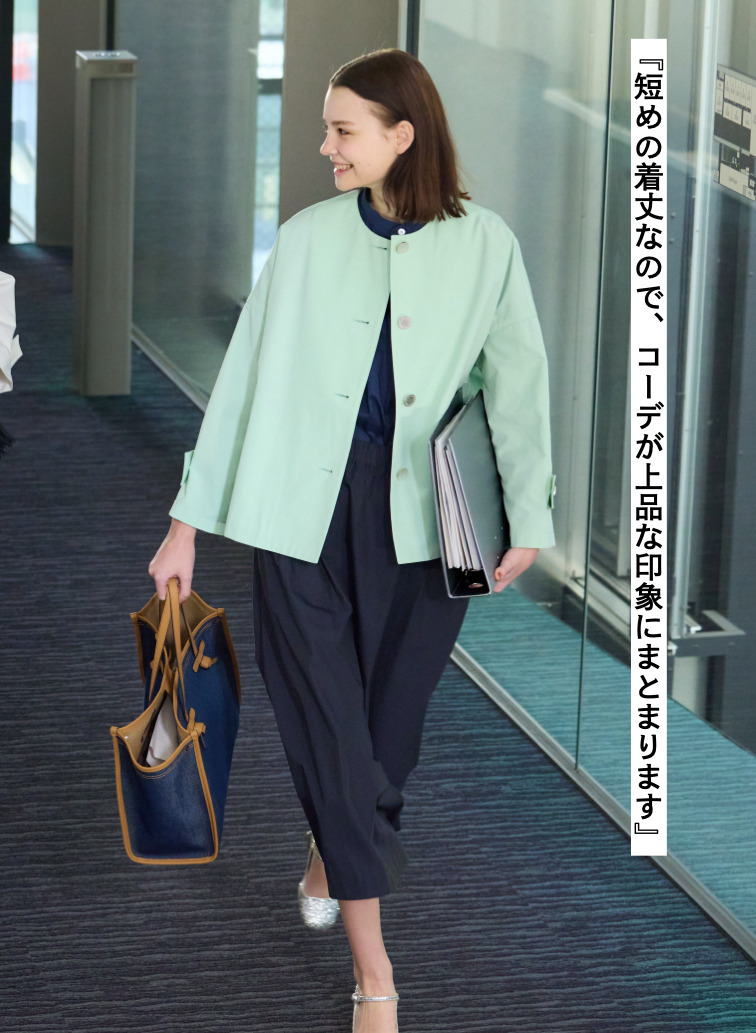 Traditional Weatherwear ノーカラーショートコート 詳細画像 Green 2