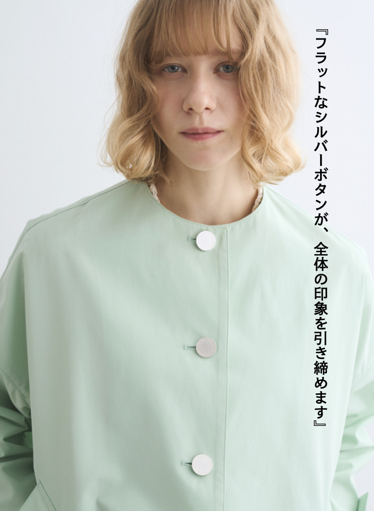 Traditional Weatherwear ノーカラーショートコート 詳細画像 Green 6