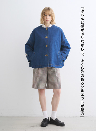 Traditional Weatherwear ノーカラーデニムジャケット 詳細画像 Blue 1