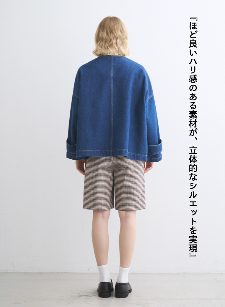 Traditional Weatherwear ノーカラーデニムジャケット 詳細画像 Blue 3