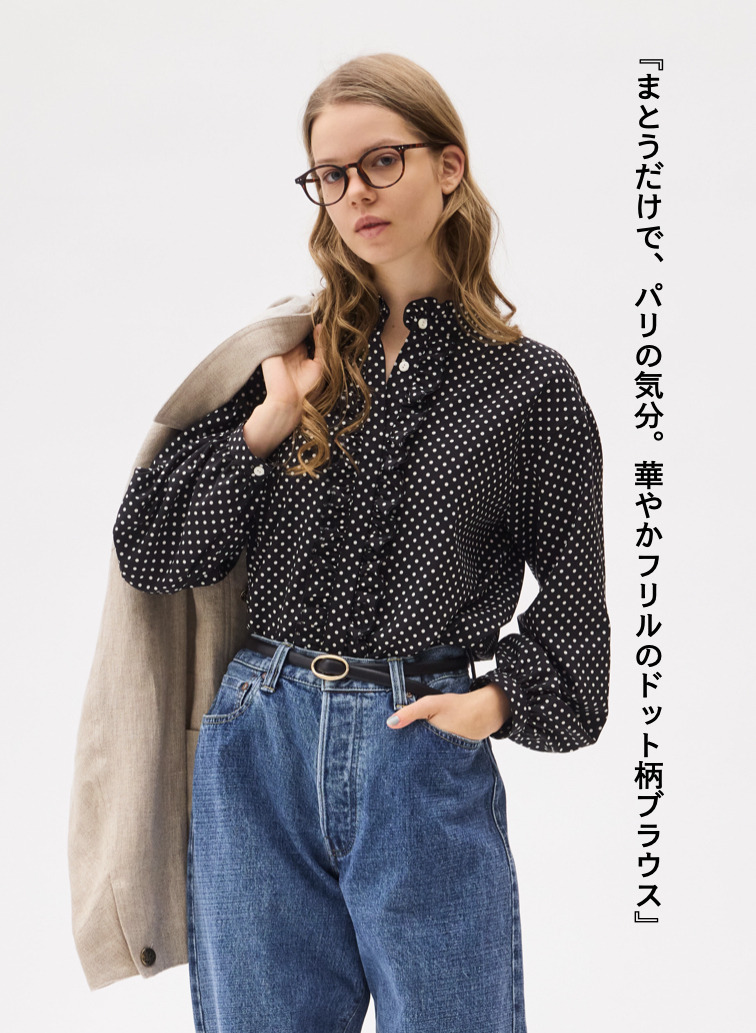 LENO ドットブラウス 詳細画像 Black 1