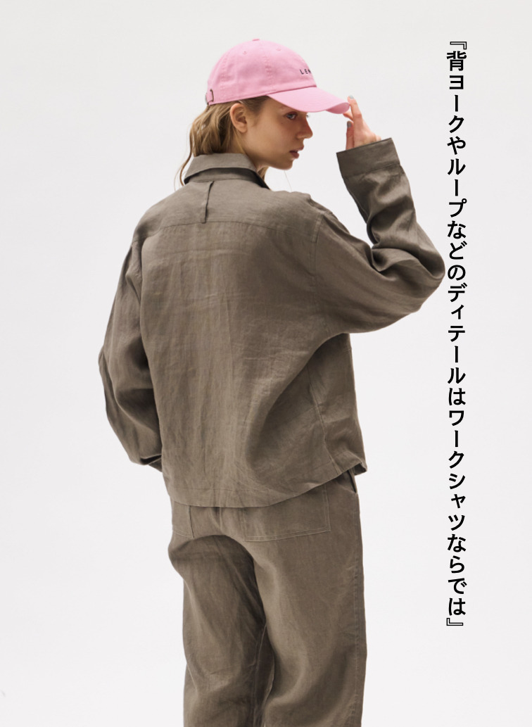 LENO リネンワークシャツ 詳細画像 Khaki 3