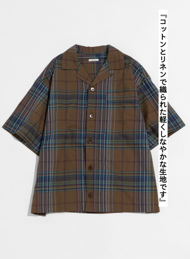 LENO マドラスチェックシャツ 詳細画像 Brown 4