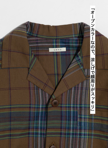 LENO マドラスチェックシャツ 詳細画像 Brown 6