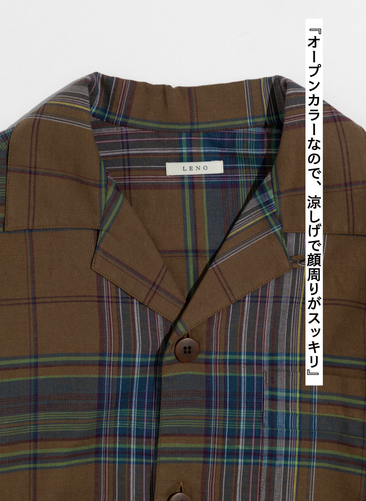 LENO マドラスチェックシャツ 詳細画像 Brown 6