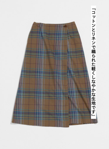 LENO マドラスチェックスカート 詳細画像 Brown 4