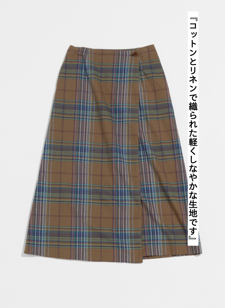 LENO マドラスチェックスカート 詳細画像 Brown 4