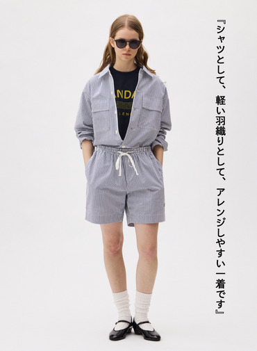 LENO ストライプワークシャツ 詳細画像 Blue 5