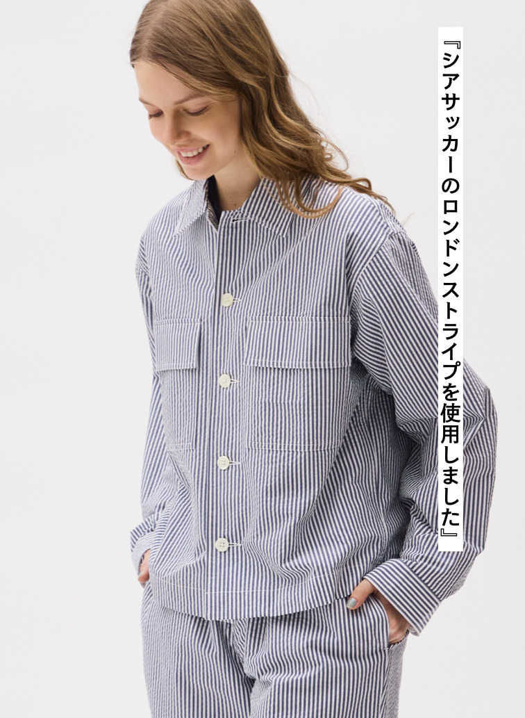 LENO ストライプワークシャツ 詳細画像 Blue 2