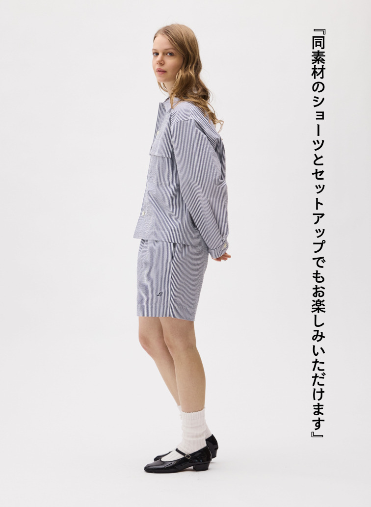 LENO ストライプワークシャツ 詳細画像 Blue 3