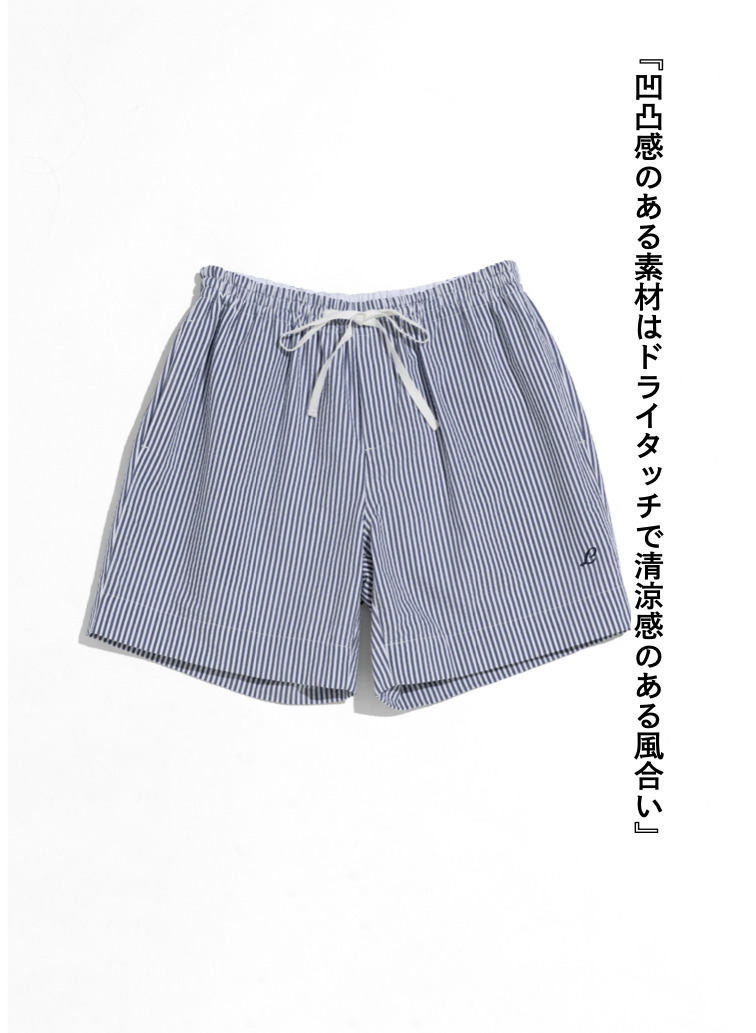LENO ストライプイージーショーツ 詳細画像 Blue 6