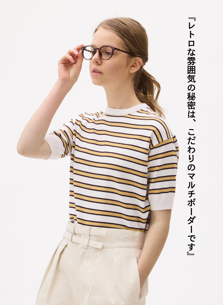 LENO マルチボーダーニット 詳細画像 White 2