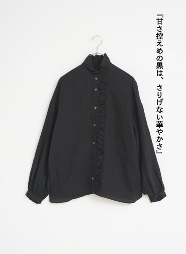 journal standard luxe &times; CLU&Eacute;L リネンフリルブラウス 詳細画像 Black 4